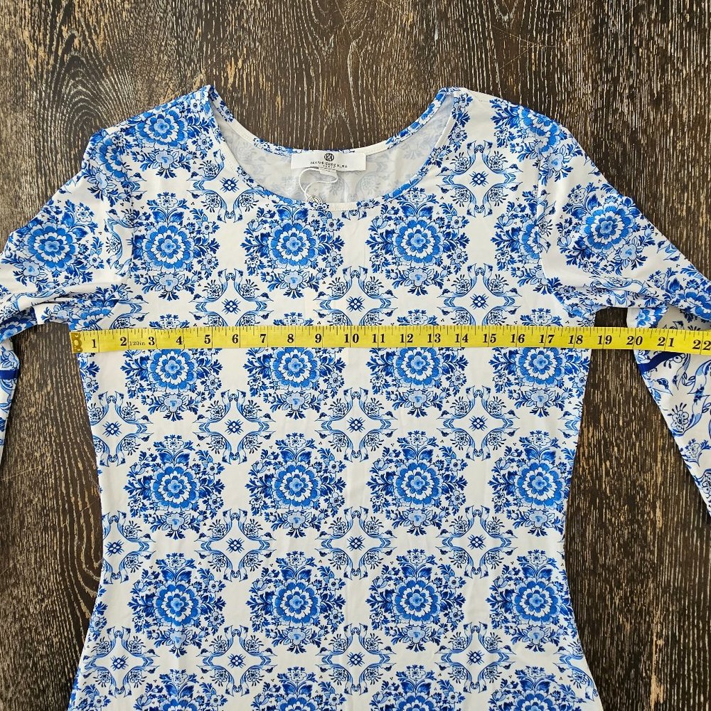 NWT *Jean-Pierre Klifa* Women's Floral 3/4 Sleeves Stretch Jersey Daphne Dress M - Picture 4 of 8